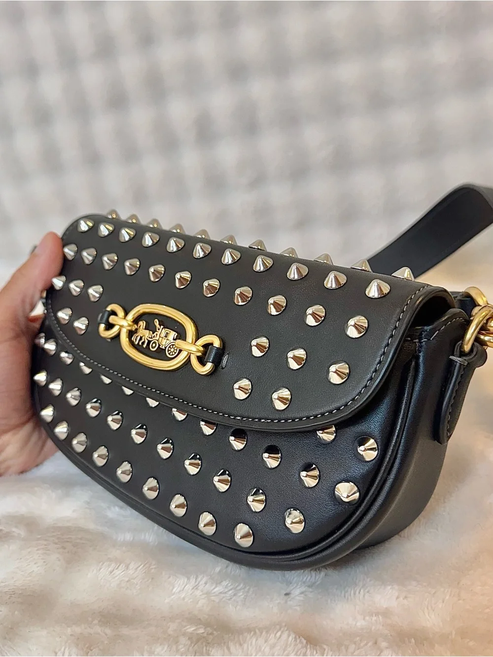 Coach Studded Harley Shoulder Bag 23 with Gold Hardware - Picture 2 of 10